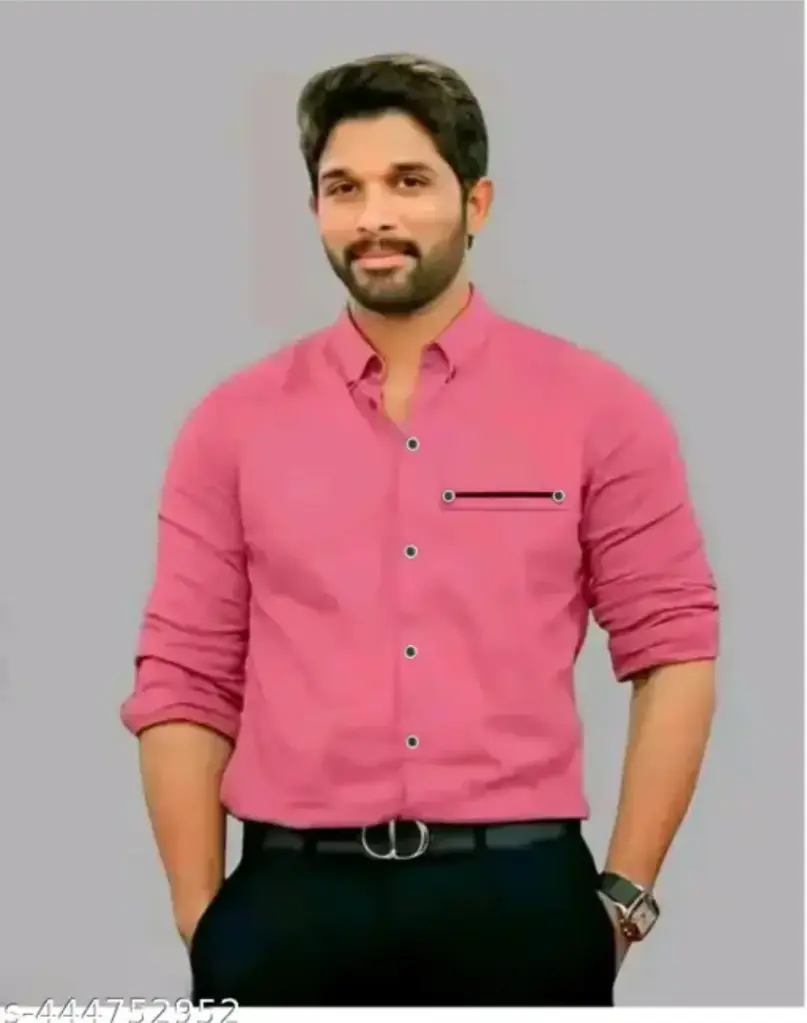 "Men Regular Fit Solid Formal Shirt Cotton Blend Full Sleeve Shirt Shirt For Men (Pink, M)